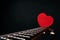 Valentines Day concept with red hearts on acoustic guitar