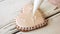 Valentines Day cookie on wooden background.