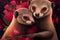 Valentines Day Cuddling Animals - Mongoose Couple2 (Generative AI)