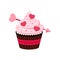 Valentines day cupcake icon isolated on white background.