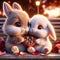 Valentines Day Cute Adorable Couple Bunnies Small Animals Forest Woodland Critters Winter Canada AI Generated
