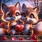Valentines Day Cute Adorable Couple Foxes Small Animals Forest Woodland Critters Winter Canada AI Generated