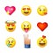 Valentines day emoticon icons, Love emoji set