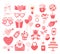 Valentines Day flat icons isolated on white background. Love concept. Design element for engagement,betrothal,wedding or