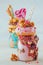 Valentines day freak shake on beige background