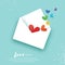 Valentines day Gay Day Greetings card. Mail Love. Origami Flying Love Rainbow spectrum Hearts in paper cut style