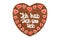 Valentines day Gingerbread heart with white isolated background