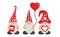 Valentines Day Gnomes with hat, balloon, & hearts