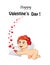 Valentines day greeting card with cute cartoon baby Cupid