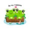 Valentines day greeting card. Cute couple frogs fall in love
