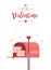 Valentines day greeting card with post box. Mailbox with love letters. Be my Valentine.