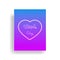 Valentines Day greeting card with shiny neon fluorescent heart and calligraphy.