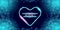 Valentines day greeting horizontal banner with blue neon heart and glowing azure petals isolated on background