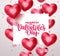 Valentines day heart balloons vector background. Happy valentines day greeting text