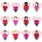 Valentines day heart icons set
