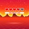 Valentines Day hearts of love themed retro game card with 80s styled neon landscape and life loading status bar
