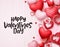 Valentines day hearts vector background. Happy valentines day greeting text in white space background