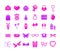 Valentines Day icon set, neon silhouette style. Love, romance, wedding collection signs, symbols, isolated on white