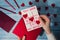 Valentines Day. Instructions for making valentine cards. Text YOU WON MY HEART and tic tac toe game Postcard craft