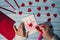 Valentines Day. Instructions for making valentine cards. Text YOU WON MY HEART and tic tac toe game Postcard craft