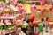 Valentines Day at local store Publix with heart balloons, flowers, teddy bears, gifts. Interior decor for Valentines Day.