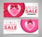 Valentines Day Mega Sale Banners Set with Hearts and Ribbons
