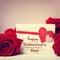 Valentines day message with red roses