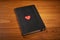 Valentines day notebook with red heart