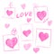 Valentines Day notes with scribbled hearts