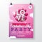 Valentines Day Party Flyer Design with Red Hear Balloon, Typography and Cloud on Pink Background. Vector Celebration