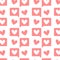 Valentines day pattern. Pink message symbol with pink hearts. Vector design illustration