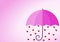 Valentines day pink umbrella love card