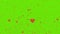 Valentines day red hearts flying on green background. 4K