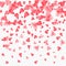 Valentines Day romantic background of red hearts petals falling. Realistic flower petal in shape of heart confetti. Love