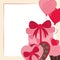 Valentines day, romantic chocolate candy heart box gift and balloons