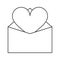 Valentines day romantic mail heart envelope open outline