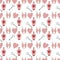 Valentines Day romantic seamless pattern with hearts, cupids, crystals, cupcakes