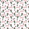 Valentines Day romantic seamless pattern with hearts, cupids, crystals, cupcakes