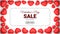 Valentines day sale banner, background for a website, red hearts frame, 3D-rendering
