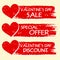 Valentines day sale and discount, special offer with hearts in r