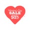 Valentines Day sale. Grungy heart with season discount. Creative website flyer