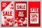 Valentines day sale vector poster set designs with red hearts shape elements