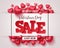 Valentines day sale vector promotional banner. Valentine sale 3D text