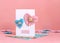 Valentines day scrapbooking card whith paper hearts on the pink background. Women's hobby. Gift Idea for a loved one.