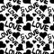 Valentines day seamless monochrome pattern