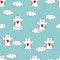 Valentines day seamless pattern with cute cupids cats.