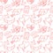 Valentines day seamless pattern. Love, romance flat line icons - hearts, chocolate, kiss, Cupid, doves, valentine card