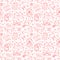 Valentines day seamless pattern. Love, romance flat line icons - hearts, engagement ring, kiss, balloons, doves