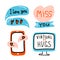 Valentines Day set doodle icon Virtual Love. Monitor, Internet Love, talk, chat, decoration, heart, speech bubbles. Miss