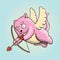Valentines Day, Valentines Cupid Cat, Aiming at Lover`s Heart with Cupid Arrow